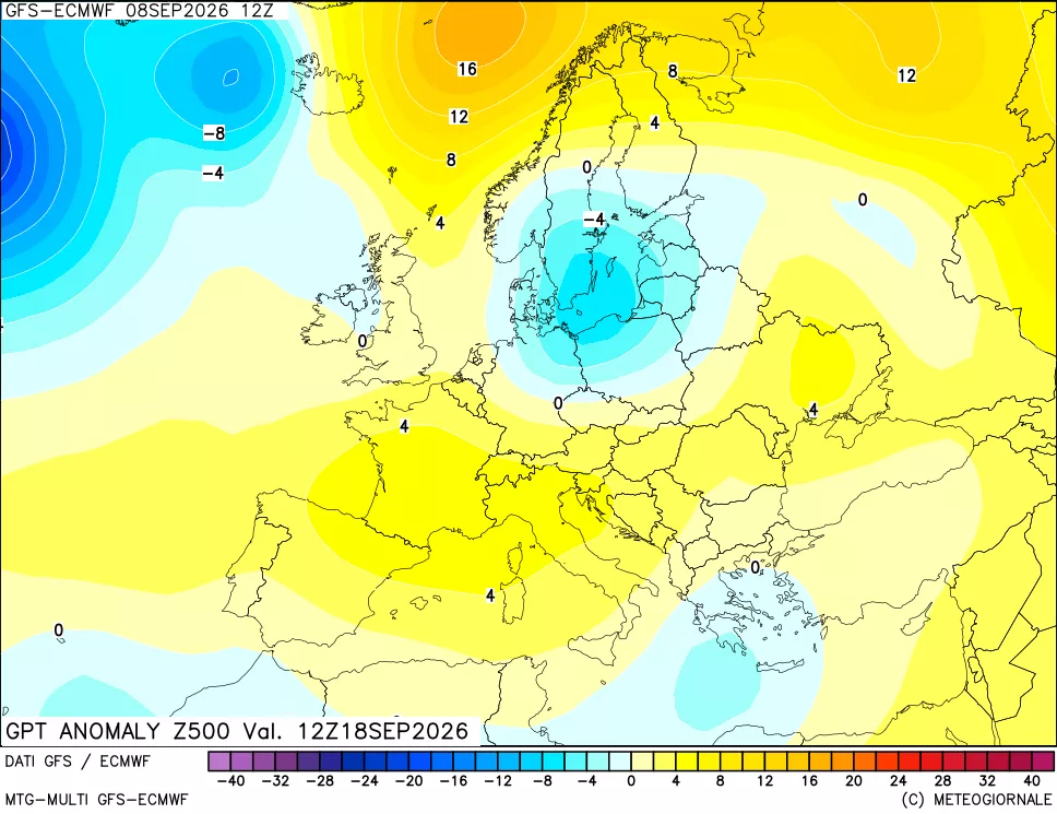 mappa 500 hPa GPT Anomaly vs Cli.No 1981-2010