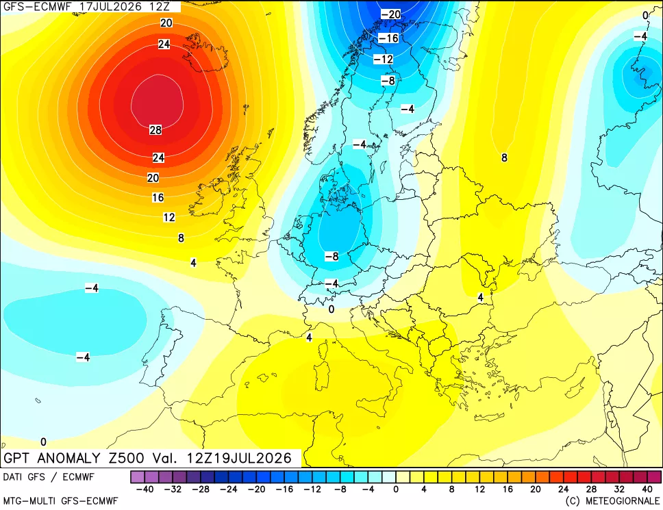 mappa 500 hPa GPT Anomaly vs Cli.No 1981-2010