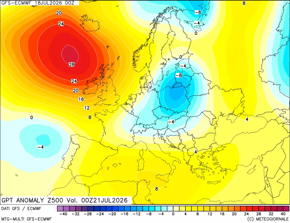 mappa 500 hPa GPT Anomaly vs Cli.No 1981-2010