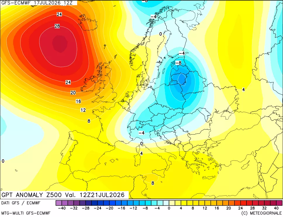 mappa 500 hPa GPT Anomaly vs Cli.No 1981-2010