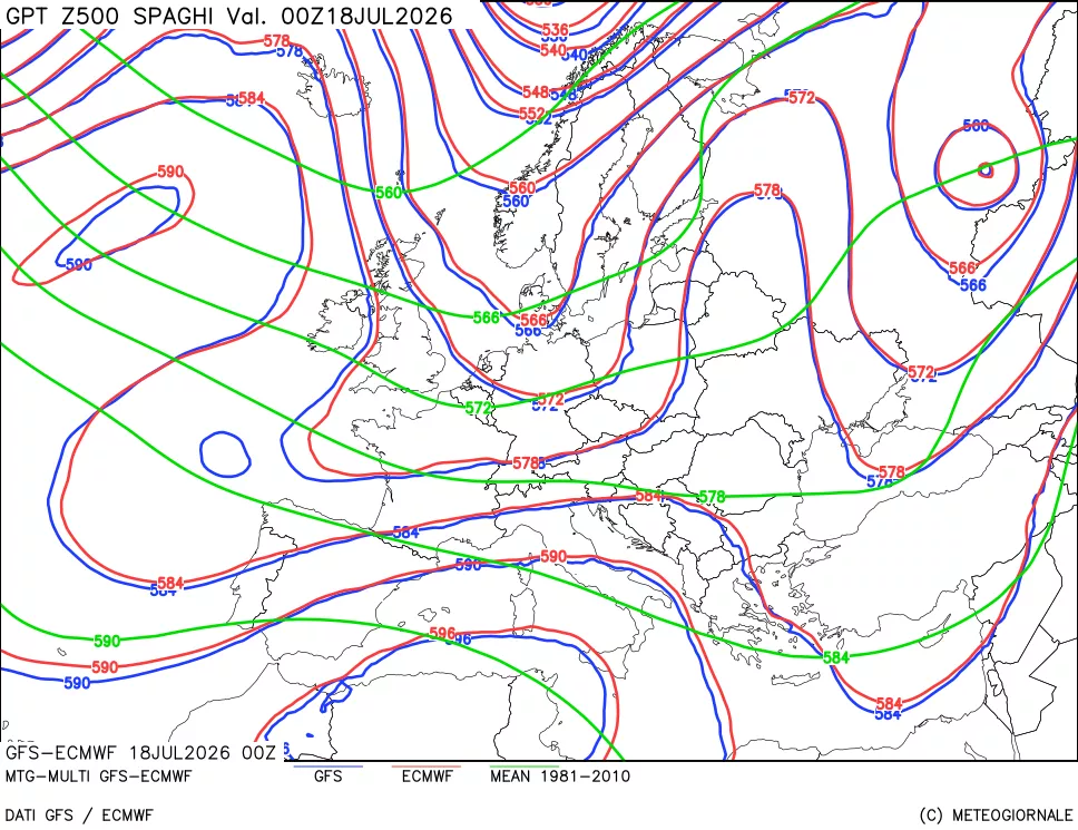 mappa Geopotenziali a 500 hPa - Spaghetti