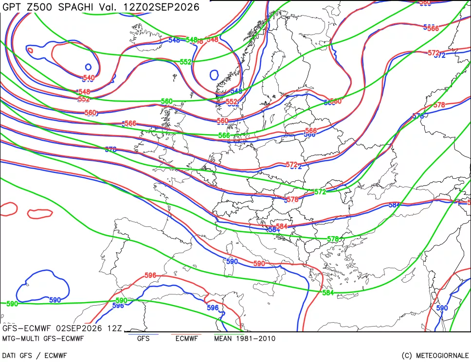 mappa Geopotenziali a 500 hPa - Spaghetti