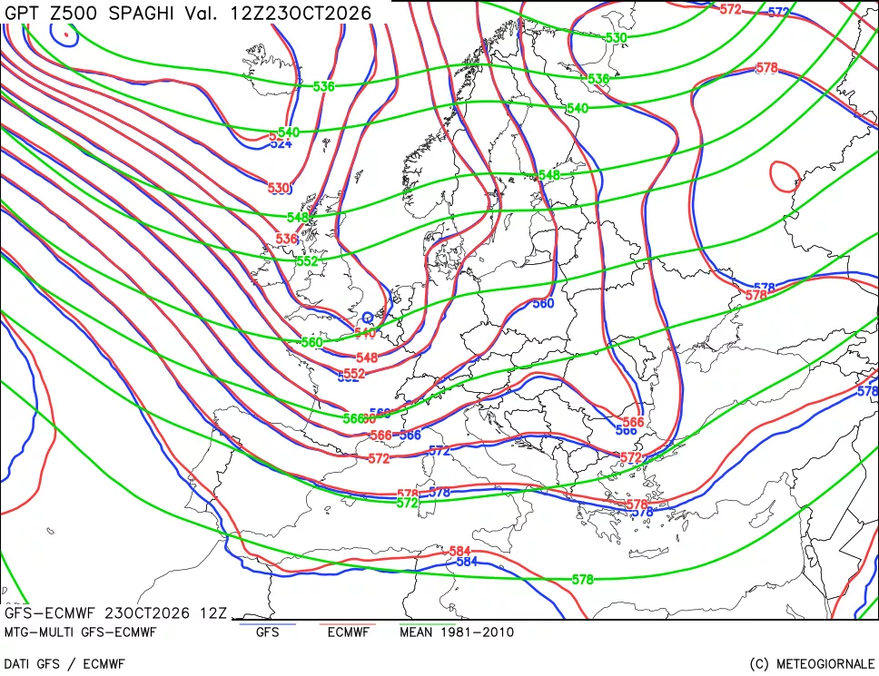 mappa Geopotenziali a 500 hPa - Spaghetti