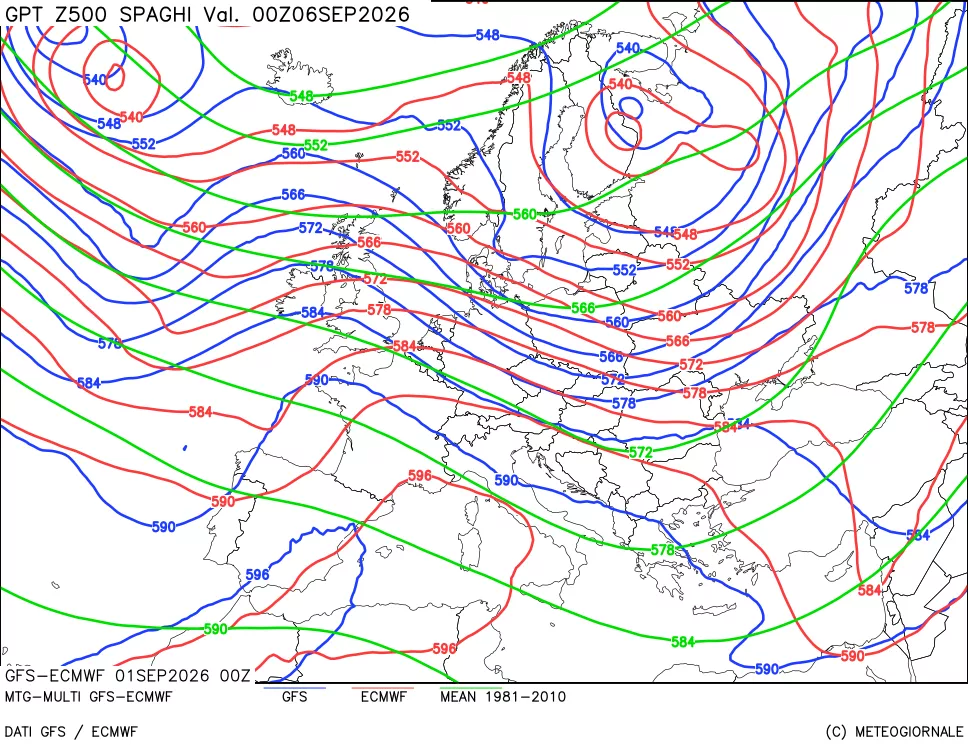 mappa Geopotenziali a 500 hPa - Spaghetti