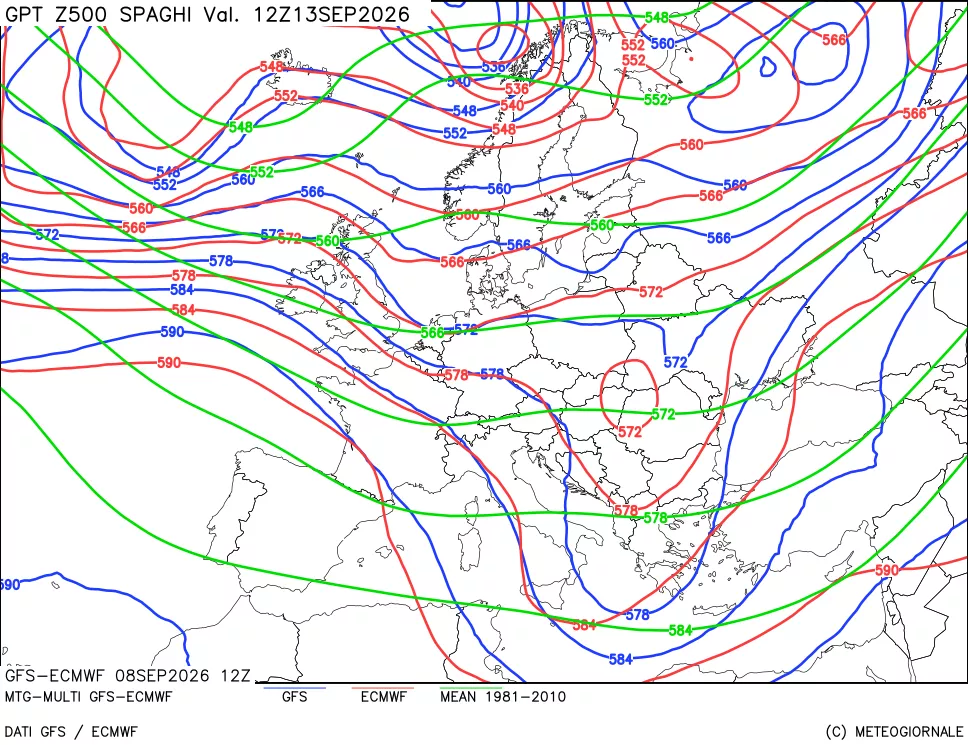 mappa Geopotenziali a 500 hPa - Spaghetti