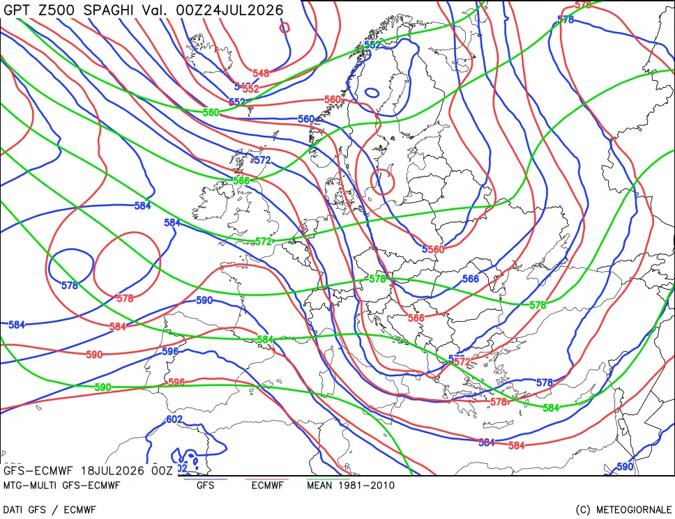 mappa Geopotenziali a 500 hPa - Spaghetti