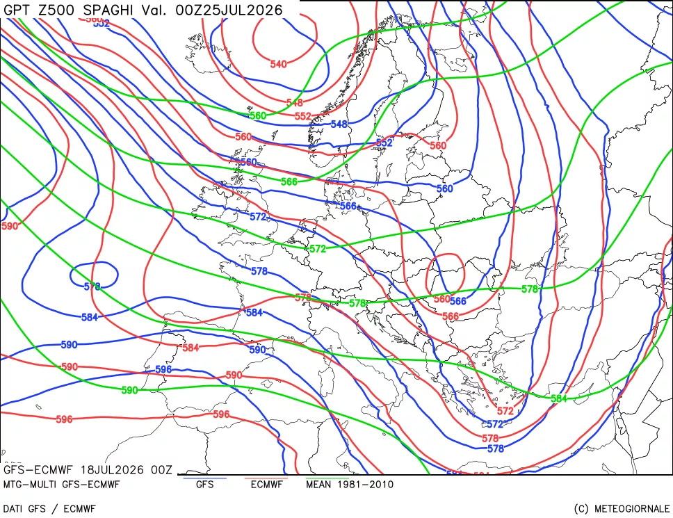 mappa Geopotenziali a 500 hPa - Spaghetti