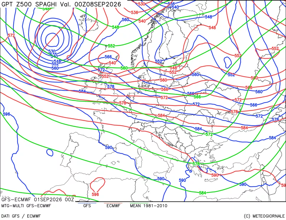 mappa Geopotenziali a 500 hPa - Spaghetti