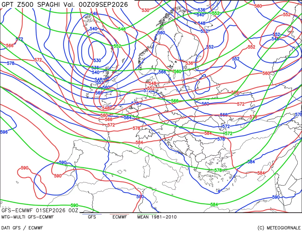 mappa Geopotenziali a 500 hPa - Spaghetti