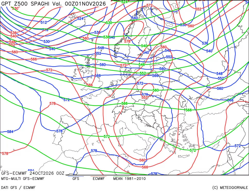 mappa Geopotenziali a 500 hPa - Spaghetti