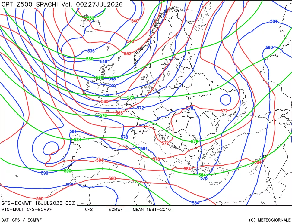 mappa Geopotenziali a 500 hPa - Spaghetti