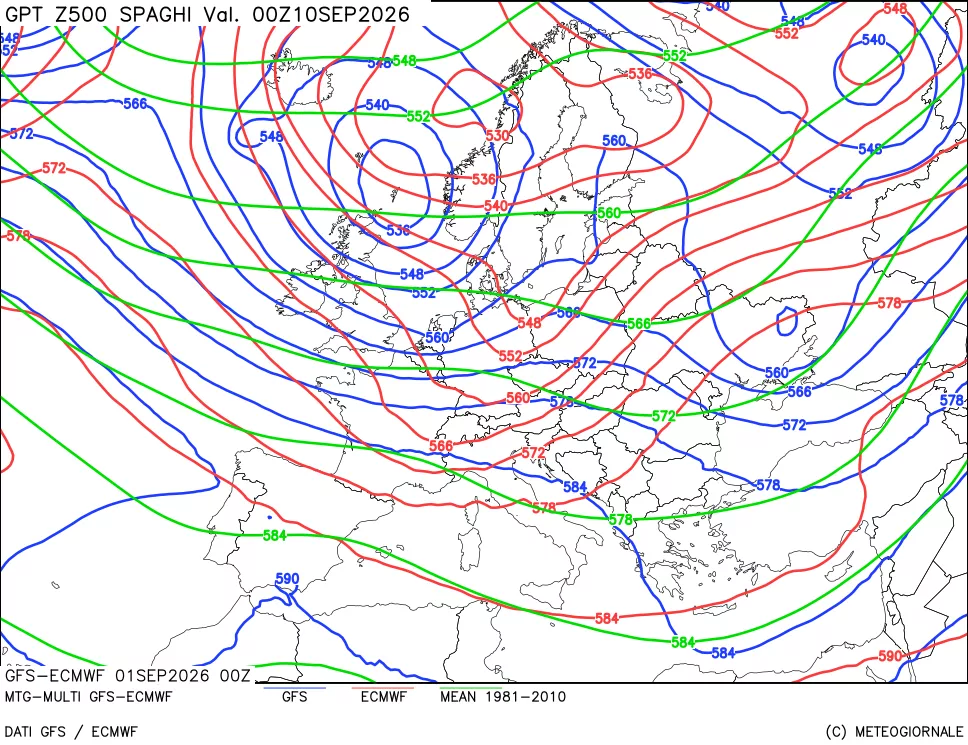 mappa Geopotenziali a 500 hPa - Spaghetti