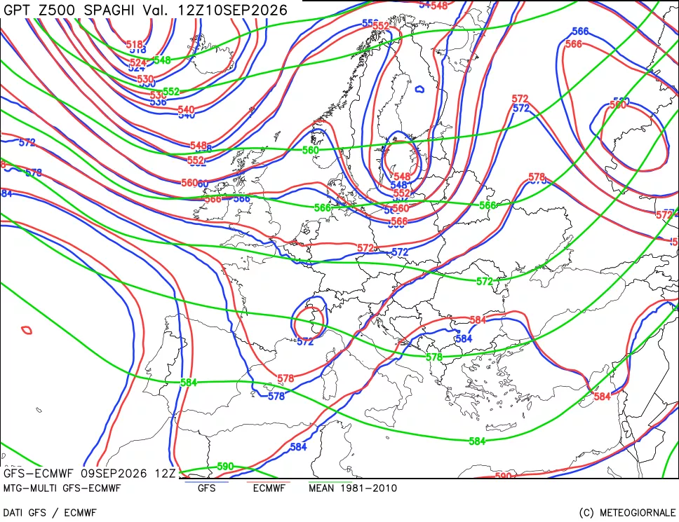 mappa Geopotenziali a 500 hPa - Spaghetti