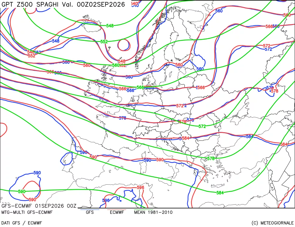 mappa Geopotenziali a 500 hPa - Spaghetti