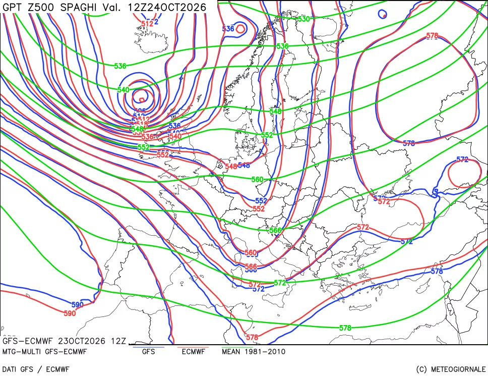 mappa Geopotenziali a 500 hPa - Spaghetti