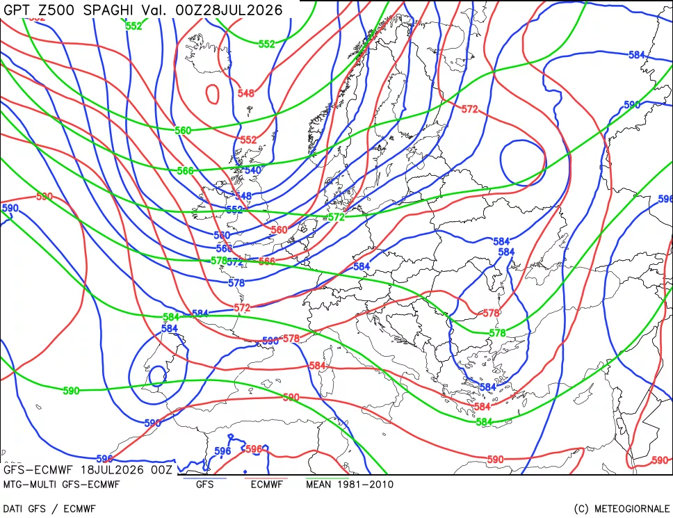 mappa Geopotenziali a 500 hPa - Spaghetti