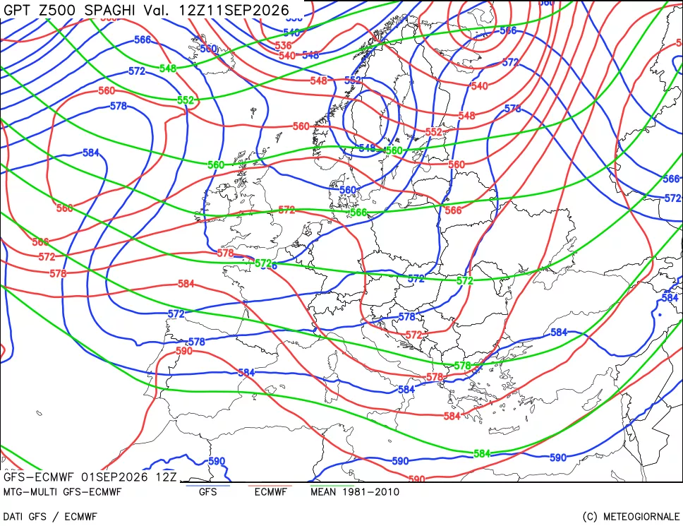 mappa Geopotenziali a 500 hPa - Spaghetti