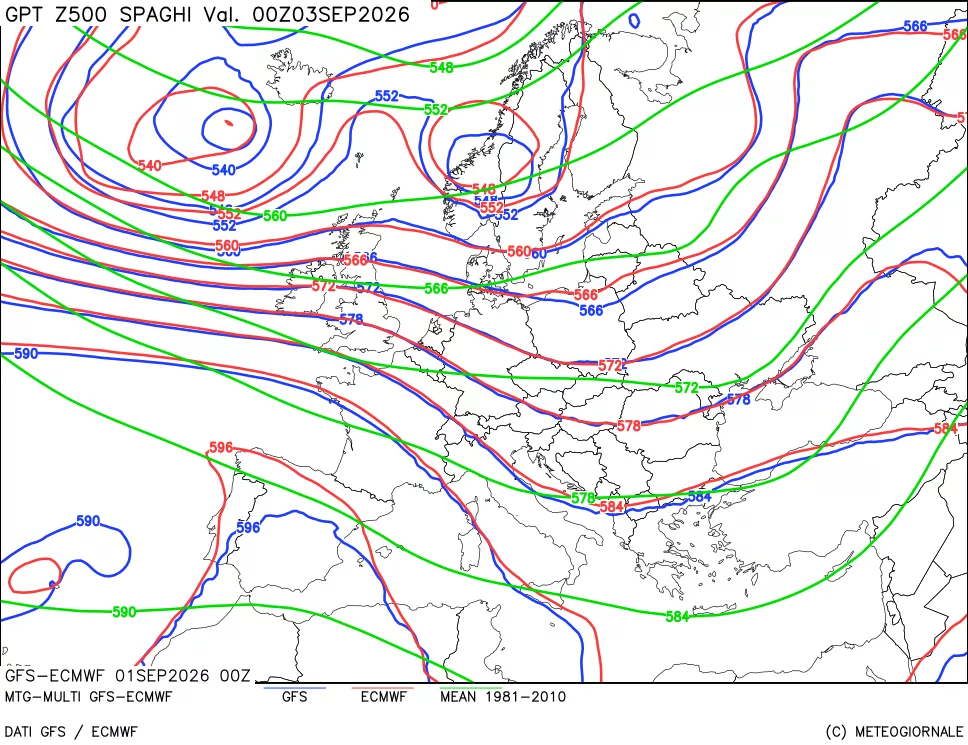 mappa Geopotenziali a 500 hPa - Spaghetti