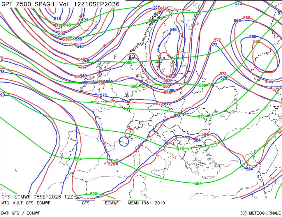 mappa Geopotenziali a 500 hPa - Spaghetti