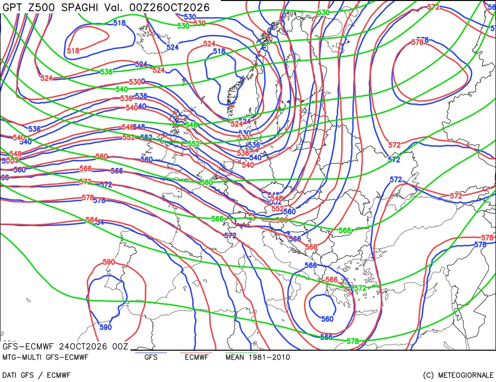 mappa Geopotenziali a 500 hPa - Spaghetti