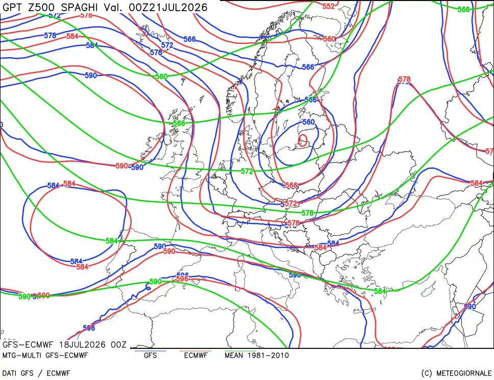 mappa Geopotenziali a 500 hPa - Spaghetti