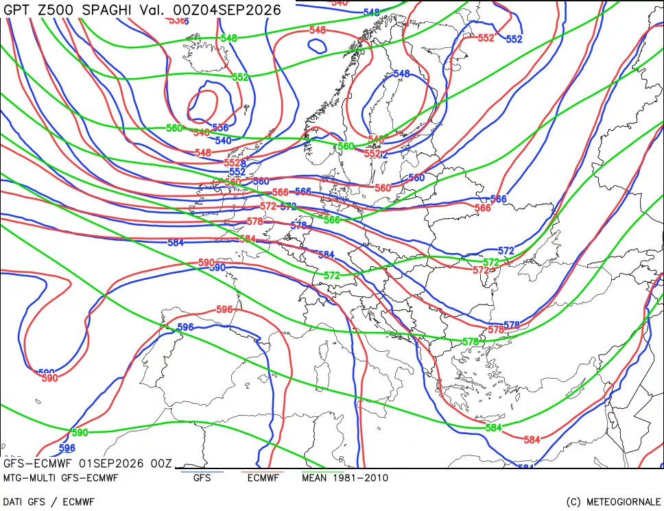 mappa Geopotenziali a 500 hPa - Spaghetti
