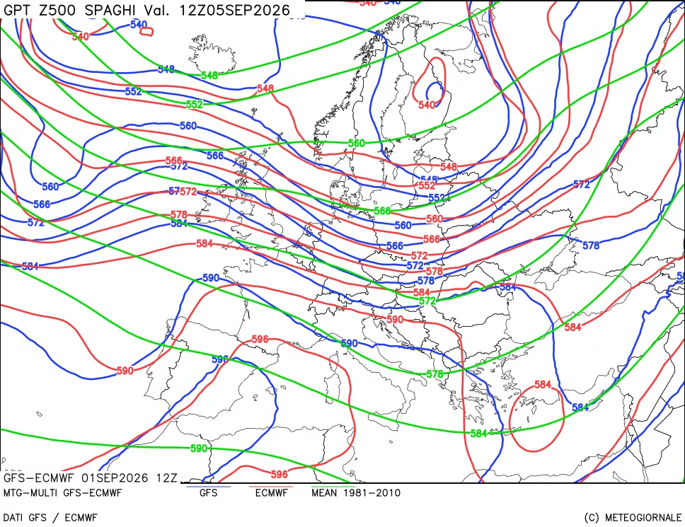 mappa Geopotenziali a 500 hPa - Spaghetti