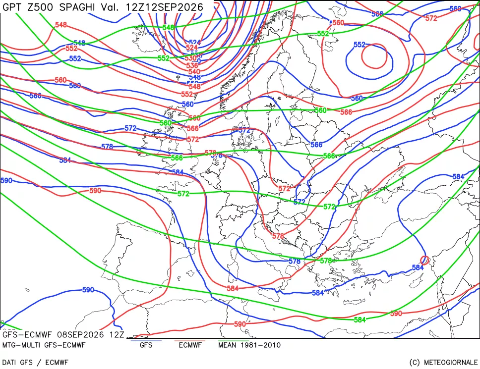 mappa Geopotenziali a 500 hPa - Spaghetti