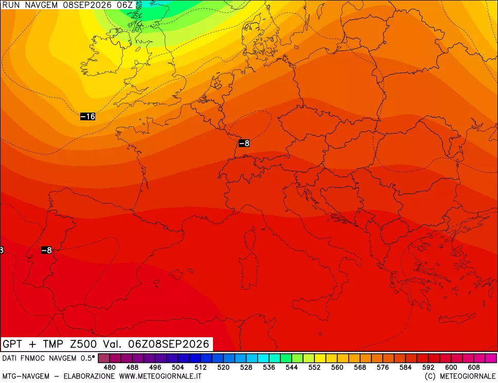 mappa Geopotenziali e Temperatura a 500 hPa