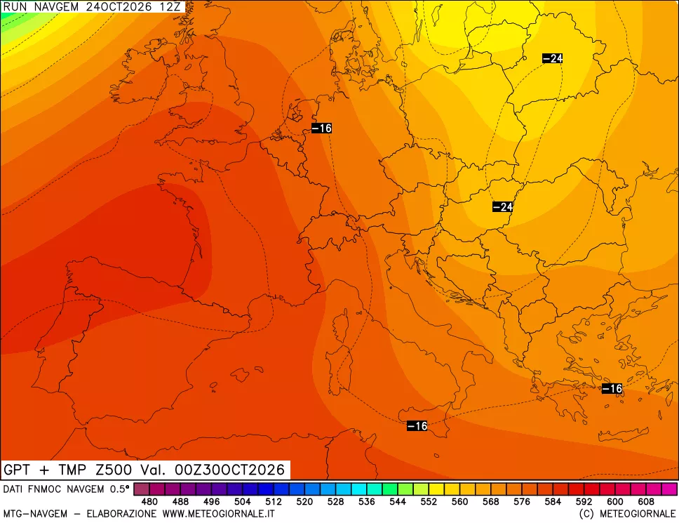 mappa Geopotenziali e Temperatura a 500 hPa