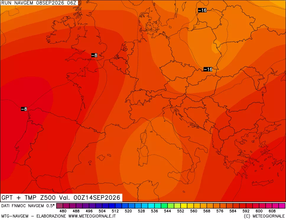 mappa Geopotenziali e Temperatura a 500 hPa