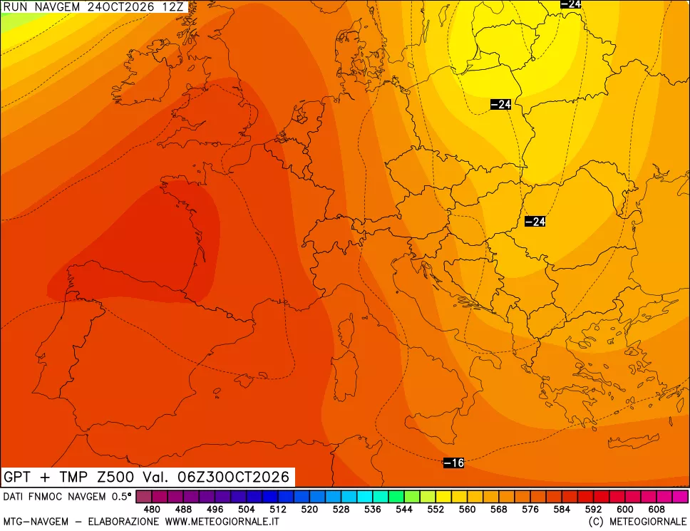 mappa Geopotenziali e Temperatura a 500 hPa