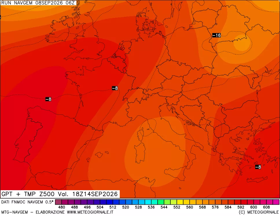 mappa Geopotenziali e Temperatura a 500 hPa