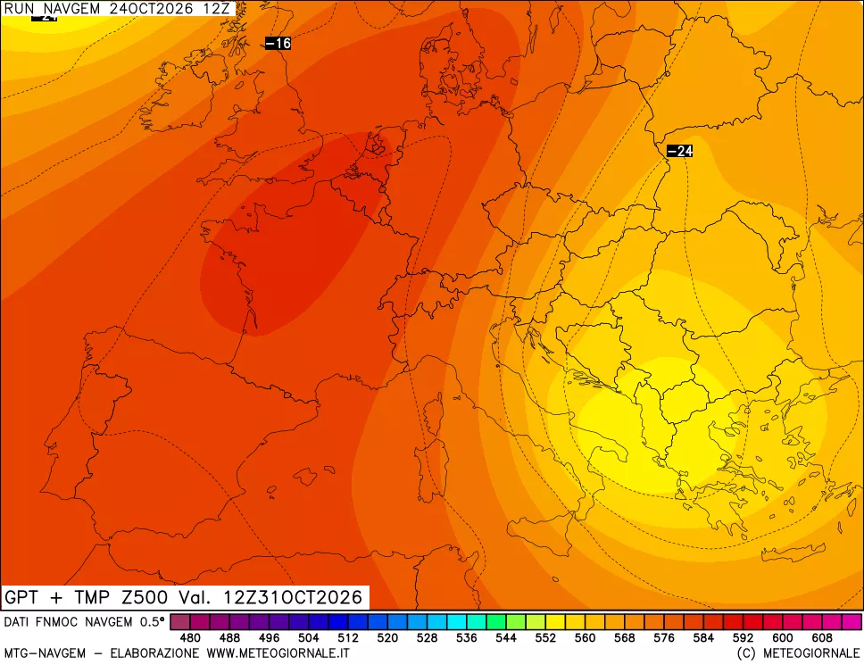 mappa Geopotenziali e Temperatura a 500 hPa