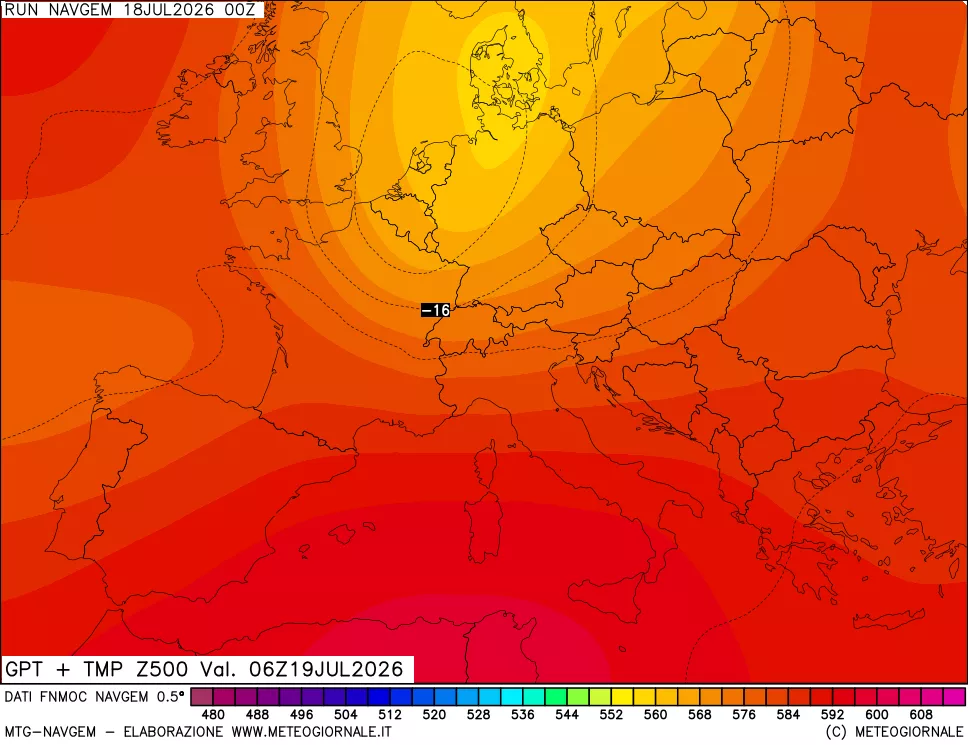 mappa Geopotenziali e Temperatura a 500 hPa