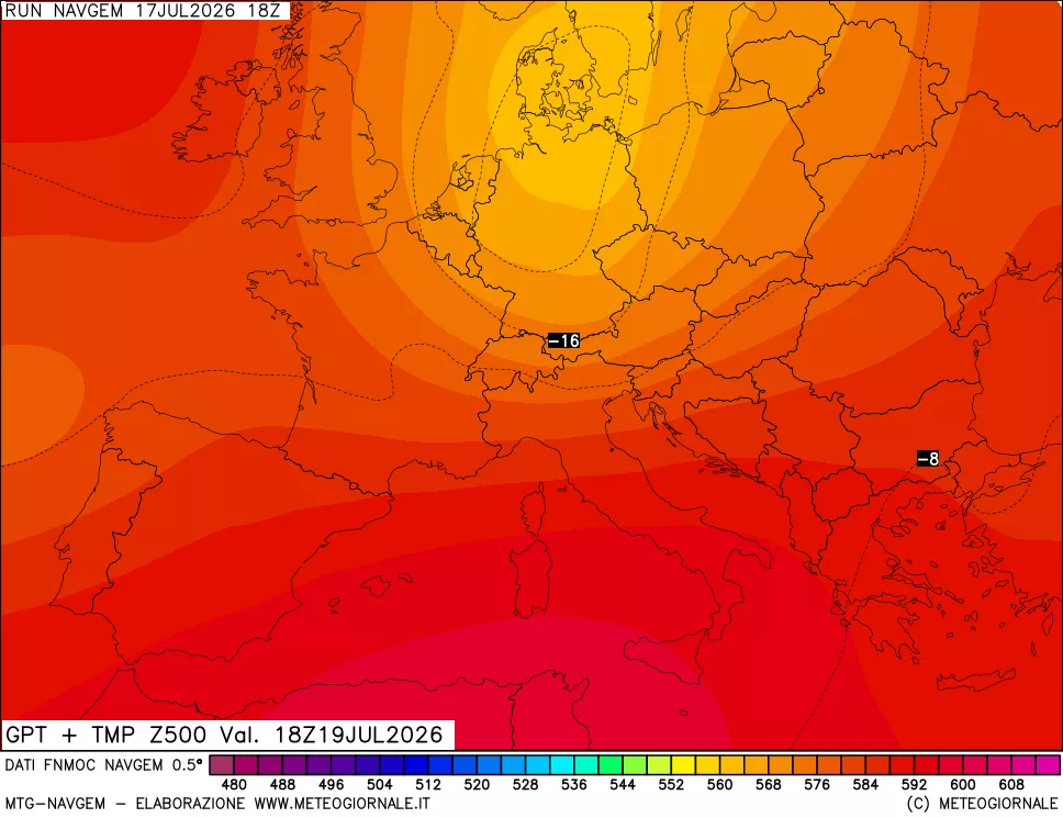 mappa Geopotenziali e Temperatura a 500 hPa