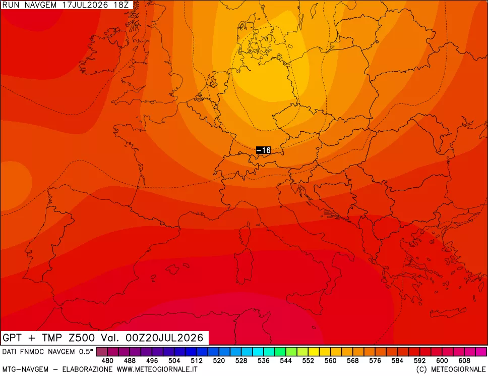 mappa Geopotenziali e Temperatura a 500 hPa