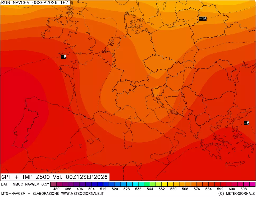 mappa Geopotenziali e Temperatura a 500 hPa