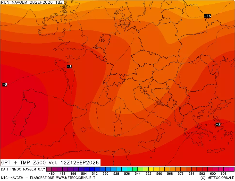 mappa Geopotenziali e Temperatura a 500 hPa