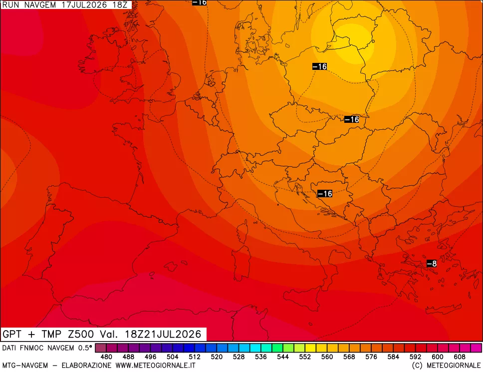 mappa Geopotenziali e Temperatura a 500 hPa