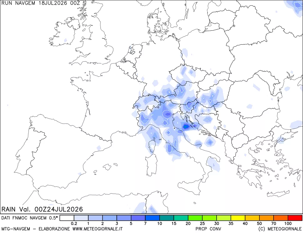 mappa Precipitazioni Totali