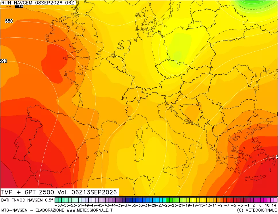 mappa Temperatura e Geopotenziali a 500 hPa