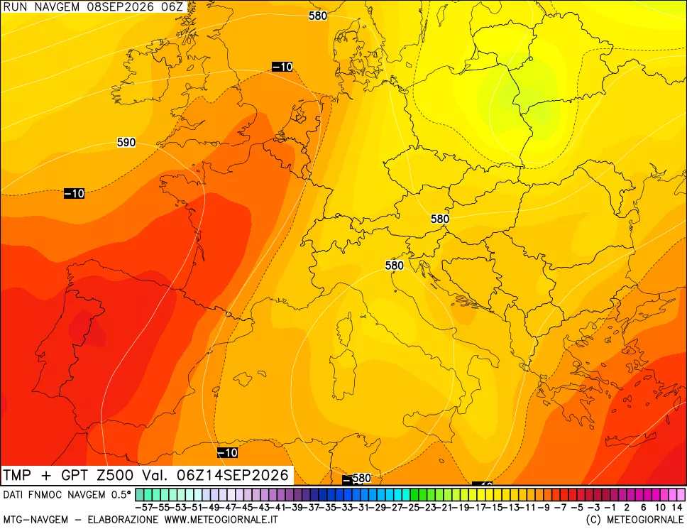 mappa Temperatura e Geopotenziali a 500 hPa