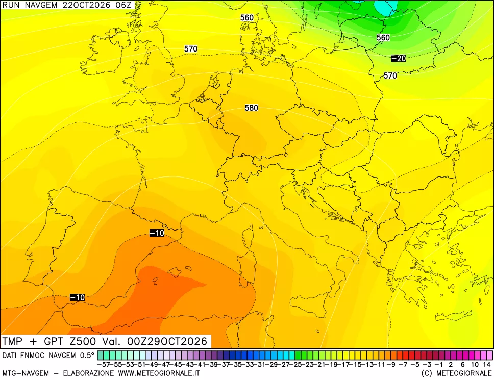 mappa Temperatura e Geopotenziali a 500 hPa