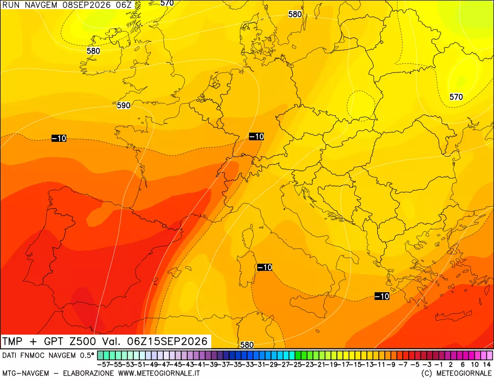 mappa Temperatura e Geopotenziali a 500 hPa
