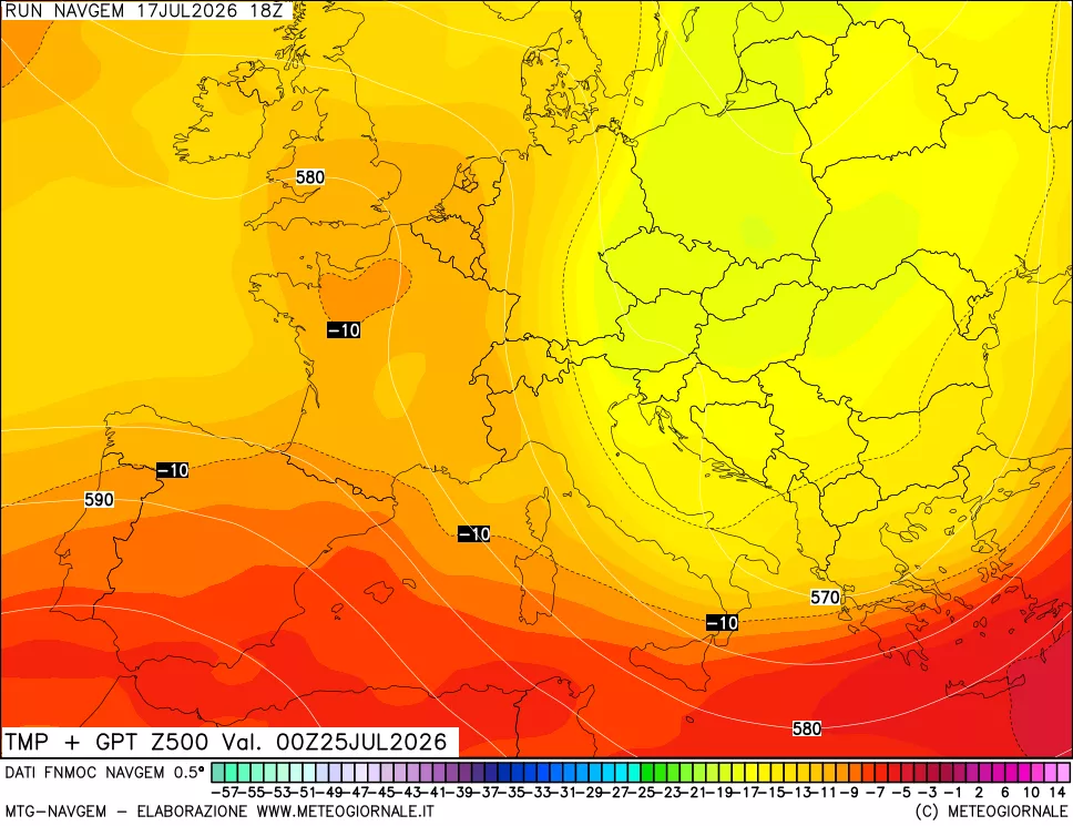 mappa Temperatura e Geopotenziali a 500 hPa