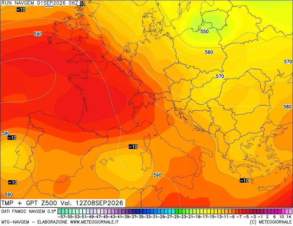 mappa Temperatura e Geopotenziali a 500 hPa