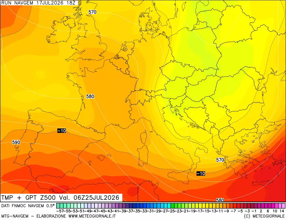 mappa Temperatura e Geopotenziali a 500 hPa