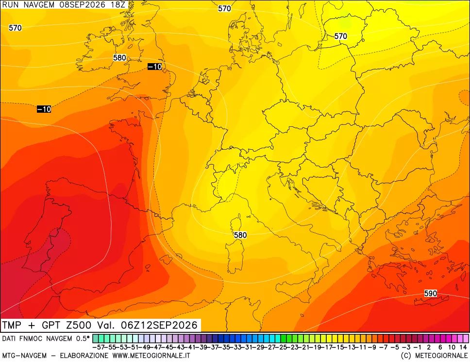 mappa Temperatura e Geopotenziali a 500 hPa