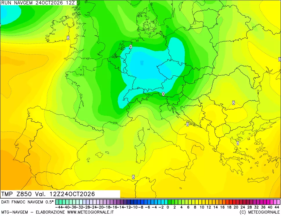 mappa Temperatura a 850 hPa